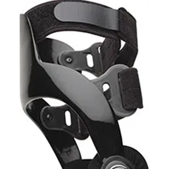 Black knee brace with straps and buckle, CTi® Custom model, used in New York and New Jersey